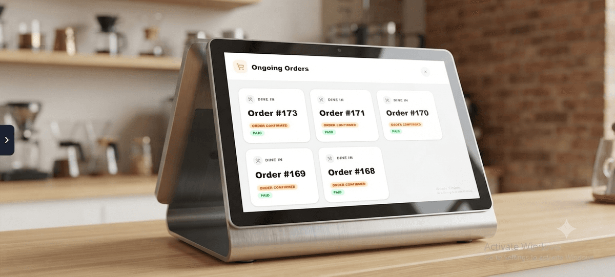 Tanderrum POS kitchen display with order tickets